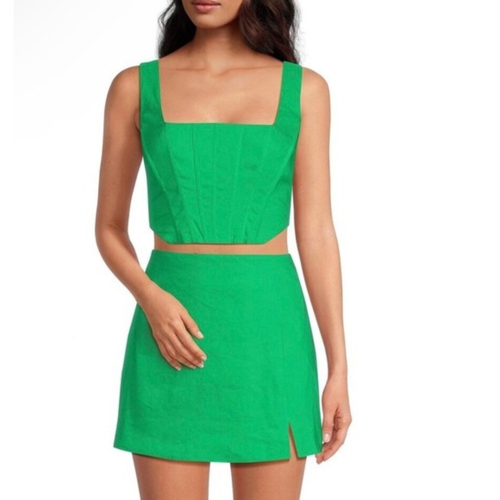 Ginni Bini Boned Sleeveless Bustier Top in Green Size 4